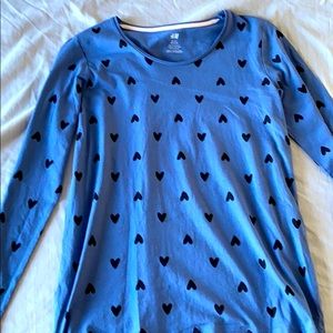 Light blue long sleeve shirt with hearts